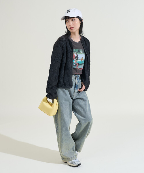FREAK'S STORE(フリークスストア)の「メッシュ花柄 レースカーディガン/シアーカーディガン(カーディガン/ボレロ・レディース・ブラック/ベージュ・フリ-)」の13枚目の写真