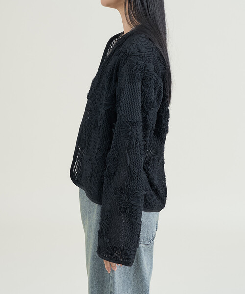 FREAK'S STORE(フリークスストア)の「メッシュ花柄 レースカーディガン/シアーカーディガン(カーディガン/ボレロ・レディース・ブラック/ベージュ・フリ-)」の22枚目の写真