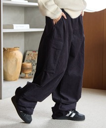 カーゴパンツ（ブルー・ネイビー/青色系・コーデュロイ）ファッション