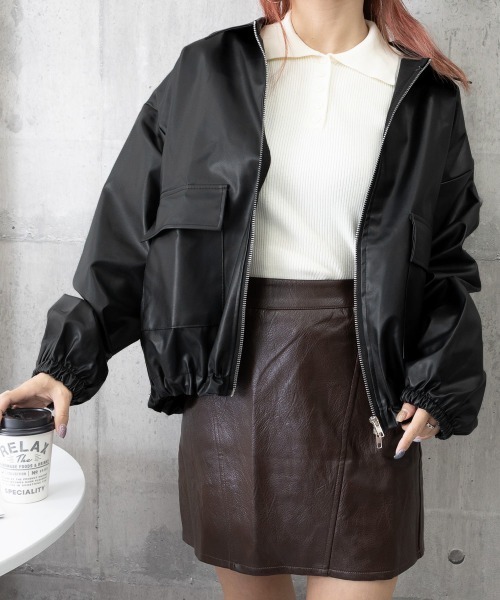 Miniministore(ミニミニストア)の「ダブルジップ ライダースジャケット韓国風(ブルゾン・レディース・カーキ/ブラック/アイボリー・FREE)」の16枚目の写真