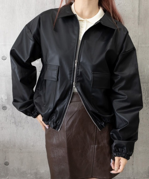 Miniministore(ミニミニストア)の「ダブルジップ ライダースジャケット韓国風(ブルゾン・レディース・カーキ/ブラック/アイボリー・FREE)」の12枚目の写真