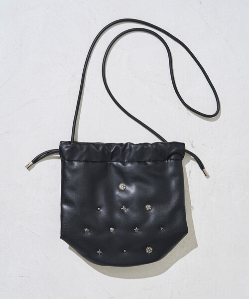 限定展開 スタッズ デザイン 巾着 バッグ（ショルダーバッグ