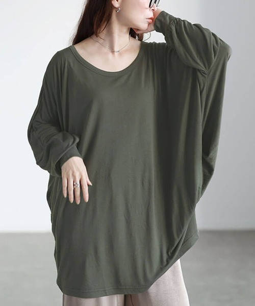 セール】サイドタックドルマンチュニック【大きいサイズ対応