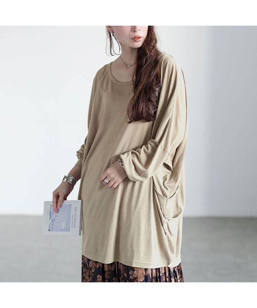 セール】サイドタックドルマンチュニック【大きいサイズ対応