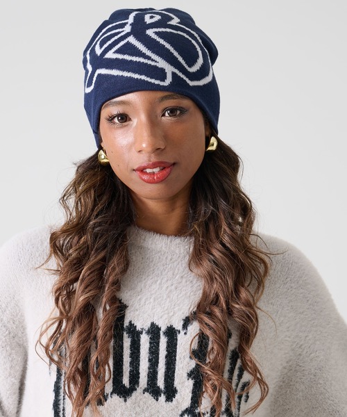 セール】FUBU フブ FBロゴ ビッグ ビーニー ニット帽 帽子（ニット