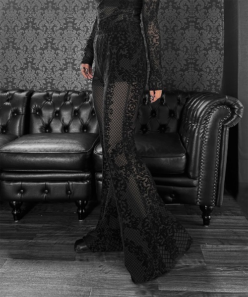 LVEU.（ラブユ.）の「【LVEU.】ベロアレースフレアパンツ / ボトムス パンツ タイト フレア インナーパンツ レース ベロア レイヤード 花柄 フラワー ボタニカル柄 ブラック（その他パンツ・レディース・ブラック・FREE）」の16枚目の写真