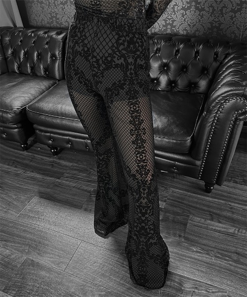 LVEU.（ラブユ.）の「【LVEU.】ベロアレースフレアパンツ / ボトムス パンツ タイト フレア インナーパンツ レース ベロア レイヤード 花柄 フラワー ボタニカル柄 ブラック（その他パンツ・レディース・ブラック・FREE）」の19枚目の写真