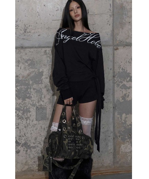 FANCY CLUB(ファンシークラブ)の「A'GEM/9 × .kom 『FANCY CLUB/ファンシークラブ』 FFFF EYELET DUFFLE BAG/アイレット ダッフル バッグ(トートバッグ・レディース・カモフラージュ/ブラック・FREE)」の6枚目の写真