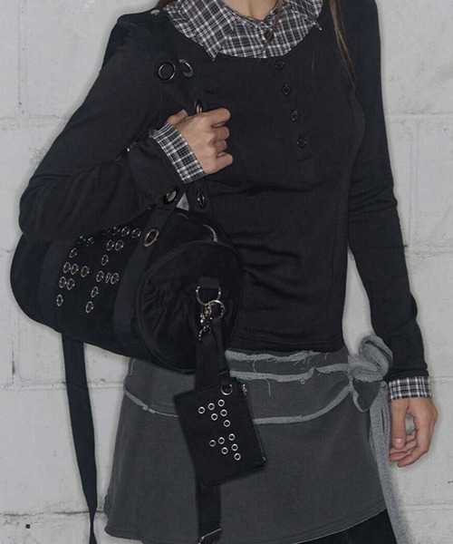FANCY CLUB(ファンシークラブ)の「A'GEM/9 × .kom 『FANCY CLUB/ファンシークラブ』 FFFF EYELET DUFFLE BAG/アイレット ダッフル バッグ(トートバッグ・レディース・カモフラージュ/ブラック・FREE)」の7枚目の写真