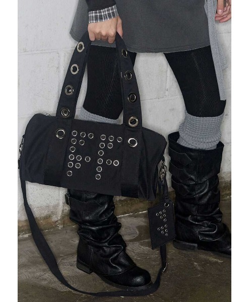 FANCY CLUB(ファンシークラブ)の「A'GEM/9 × .kom 『FANCY CLUB/ファンシークラブ』 FFFF EYELET DUFFLE BAG/アイレット ダッフル バッグ(トートバッグ・レディース・カモフラージュ/ブラック・FREE)」の19枚目の写真