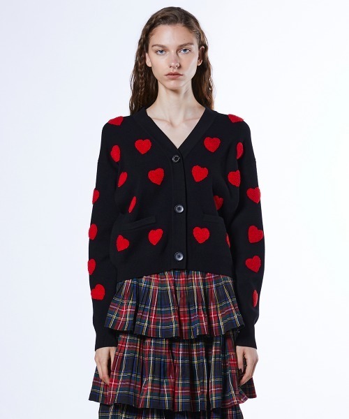 DOUBLE STANDARD CLOTHING(ダブルスタンダードクロージング)の「SNOWY ハートカーディガン(カーディガン/ボレロ・レディース・ブルー/ブラック×レッド・FREE)」の2枚目の写真