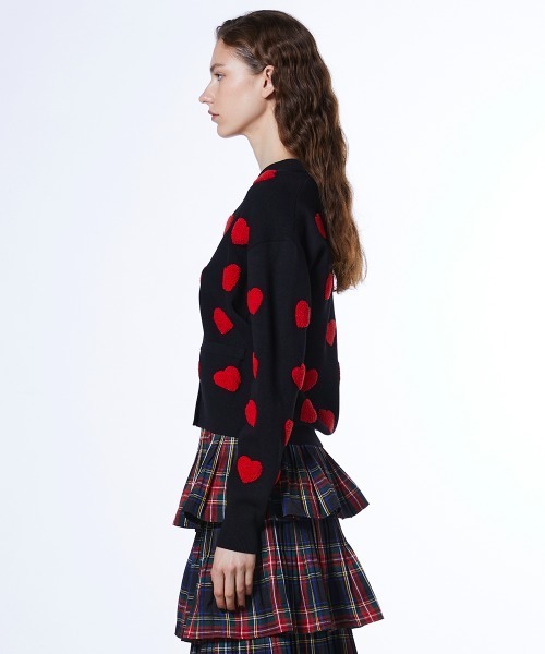 DOUBLE STANDARD CLOTHING(ダブルスタンダードクロージング)の「SNOWY ハートカーディガン(カーディガン/ボレロ・レディース・ブルー/ブラック×レッド・FREE)」の4枚目の写真