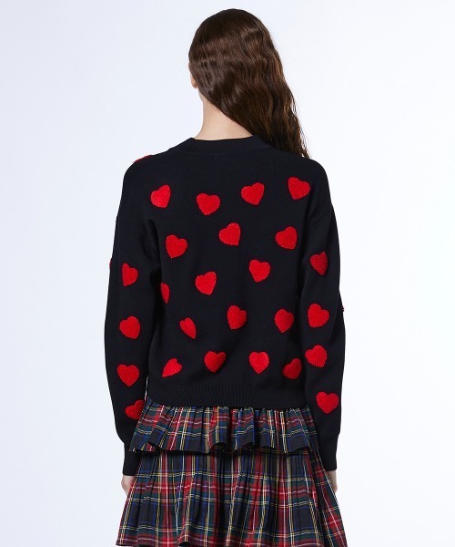 DOUBLE STANDARD CLOTHING(ダブルスタンダードクロージング)の「SNOWY ハートカーディガン(カーディガン/ボレロ・レディース・ブルー/ブラック×レッド・FREE)」の5枚目の写真