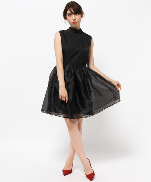 N.（N. Natural Beauty Basic）（エヌエヌナチュラルビューティーベーシック）の「【美人百花 1月号掲載】オーガンジーフレアドレス（ワンピース・レディース・ブラック/ブラック系その他・MEDIUM）」の8枚目の写真