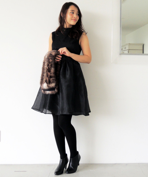 N.（N. Natural Beauty Basic）（エヌエヌナチュラルビューティーベーシック）の「【美人百花 1月号掲載】オーガンジーフレアドレス（ワンピース・レディース・ブラック/ブラック系その他・MEDIUM）」の13枚目の写真