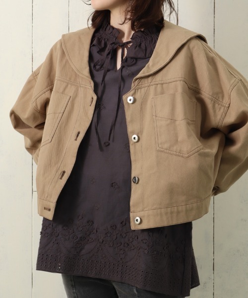 セール】le petaleセーラージャケット（デニムジャケット）｜Bleu