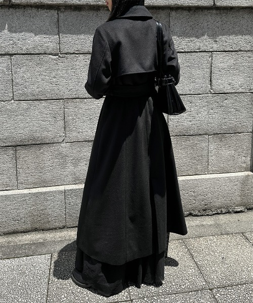 LVEU.（ラブユ.）の「【LVEU.】ウールトレンチコート / アウター コート 羽織 トレンチ ウール ロング ベルト付 ブラック グレー モード（トレンチコート・レディース・グレー/ブラック・FREE）」の7枚目の写真