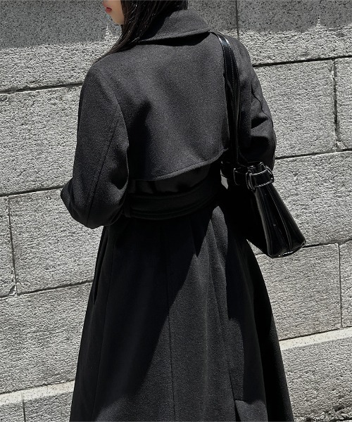 LVEU.（ラブユ.）の「【LVEU.】ウールトレンチコート / アウター コート 羽織 トレンチ ウール ロング ベルト付 ブラック グレー モード（トレンチコート・レディース・グレー/ブラック・FREE）」の9枚目の写真