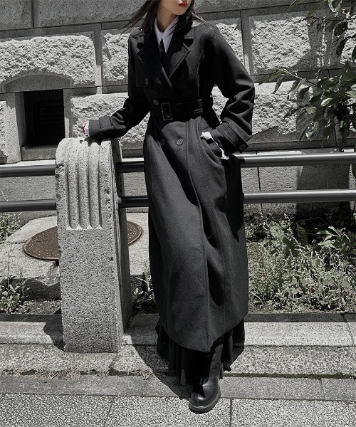 LVEU.（ラブユ.）の「【LVEU.】ウールトレンチコート / アウター コート 羽織 トレンチ ウール ロング ベルト付 ブラック グレー モード（トレンチコート・レディース・グレー/ブラック・FREE）」の11枚目の写真