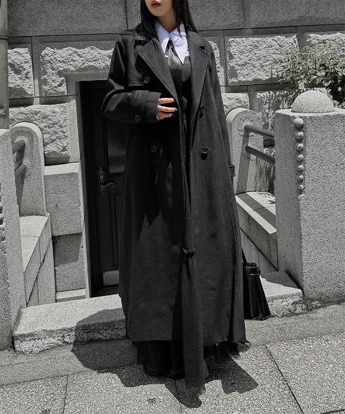 LVEU.（ラブユ.）の「【LVEU.】ウールトレンチコート / アウター コート 羽織 トレンチ ウール ロング ベルト付 ブラック グレー モード（トレンチコート・レディース・グレー/ブラック・FREE）」の13枚目の写真