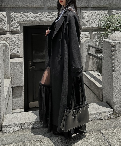 LVEU.（ラブユ.）の「【LVEU.】ウールトレンチコート / アウター コート 羽織 トレンチ ウール ロング ベルト付 ブラック グレー モード（トレンチコート・レディース・グレー/ブラック・FREE）」の14枚目の写真