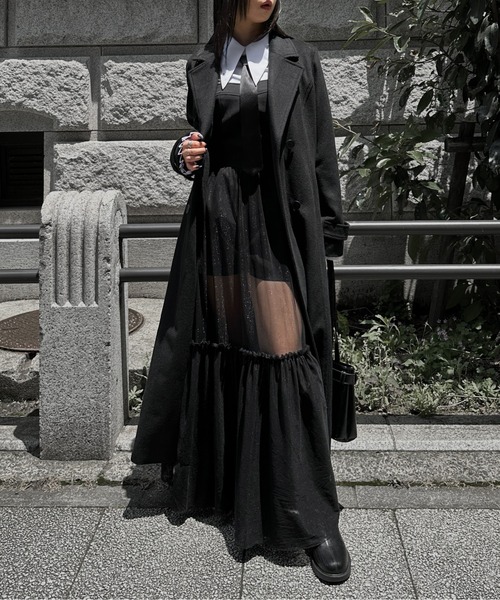 LVEU.（ラブユ.）の「【LVEU.】ウールトレンチコート / アウター コート 羽織 トレンチ ウール ロング ベルト付 ブラック グレー モード（トレンチコート・レディース・グレー/ブラック・FREE）」の18枚目の写真