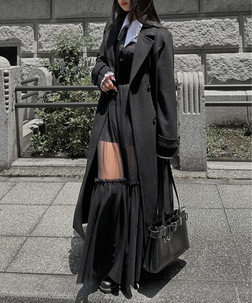 LVEU.（ラブユ.）の「【LVEU.】ウールトレンチコート / アウター コート 羽織 トレンチ ウール ロング ベルト付 ブラック グレー モード（トレンチコート・レディース・グレー/ブラック・FREE）」の19枚目の写真