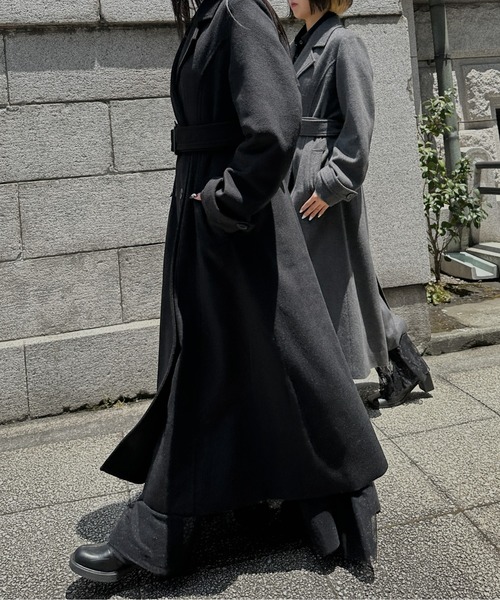 LVEU.（ラブユ.）の「【LVEU.】ウールトレンチコート / アウター コート 羽織 トレンチ ウール ロング ベルト付 ブラック グレー モード（トレンチコート・レディース・グレー/ブラック・FREE）」の20枚目の写真