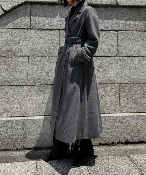 LVEU.（ラブユ.）の「【LVEU.】ウールトレンチコート / アウター コート 羽織 トレンチ ウール ロング ベルト付 ブラック グレー モード（トレンチコート・レディース・グレー/ブラック・FREE）」の21枚目の写真
