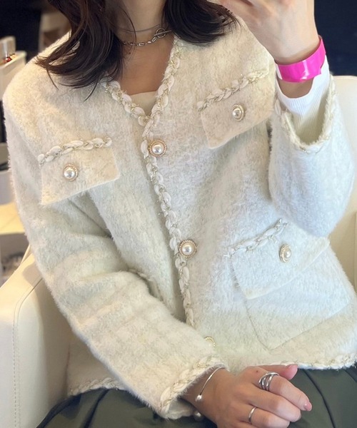 Flugge(フラッジー)の「ツイードニットジャケット(その他アウター・レディース・ブラック/ホワイト・FREE)」の13枚目の写真