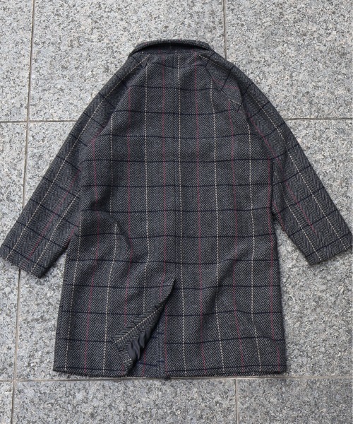セール】ATELANE / ツイードチェックステンカラーコート（ステンカラー