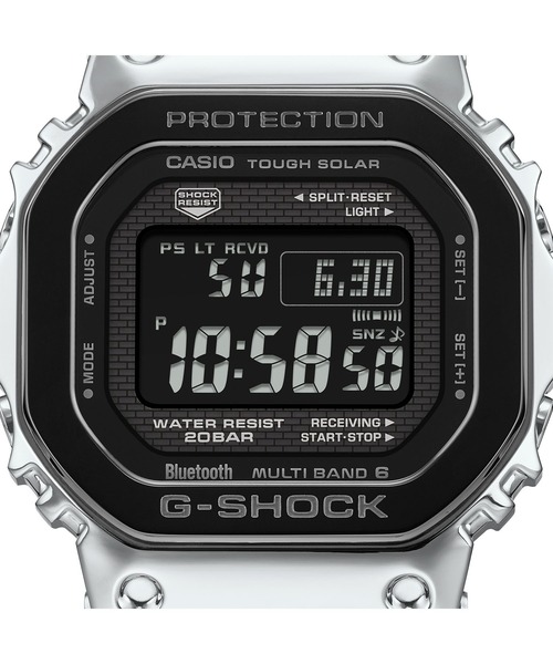 新素材 電波ソーラー スマートフォンリンク 腕時計 新品 G-SHOCK Gショック ジーショック カシオ CASIO 正規品 電波ソーラー腕時計 G-SHOCK Gショック 電波 ソーラー スマートフォンリンク フルメタル GMW-B5000PC-1JF シルバー × レインボーカラー カシオ  ORIGIN Bluetooth搭載 スクリューバック 銀色 メンズ 腕時計 日本製 （GMWB5000PC1JF）[在庫あり] |