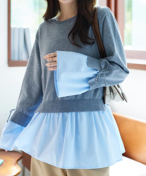 梅雨diagramレイヤードシャツニットトップ36サイズ 梅雨diagramレイヤードシャツニットトップ36サイズ