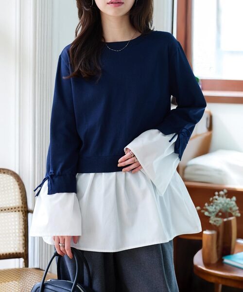 シャツレイヤード風ニットトップス（ニット/セーター）｜KOBE LETTUCE