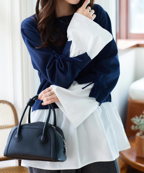 シャツレイヤード風ニットトップス（ニット/セーター）｜KOBE LETTUCE