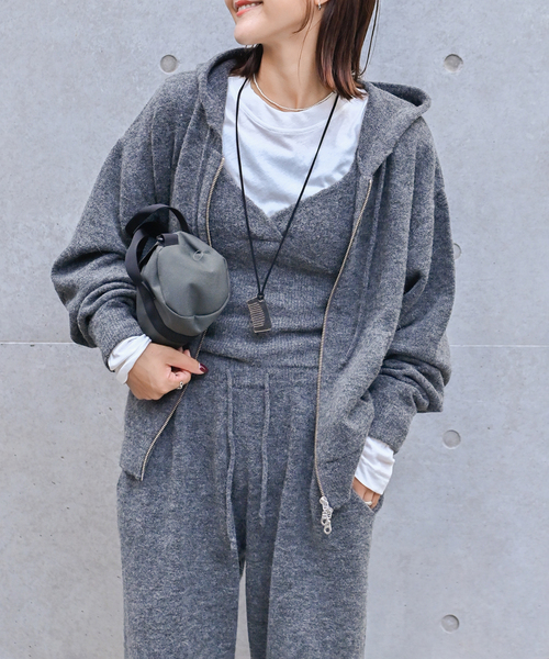 アルパカミックスニットZIPフーディ