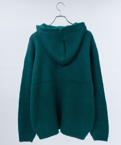 セール】【22】モヘアタッチ フルジップ ニットパーカー ソリッド