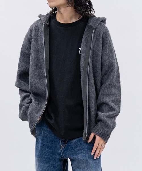 HOUSTON(ヒューストン)の「【22】モヘアタッチ フルジップ ニットパーカー ソリッド/ボーダー/レオパード(ニット/セーター・メンズ・ブラック/ホワイト系1/ホワイト系2/レッド系1/レッド系2/チャコールグレー/ブルー系1/マルーン/ネイビー/グレー系1/ベージュ系2/グリーン・MEDIUM/LARGE/X-LARGE)」の17枚目の写真