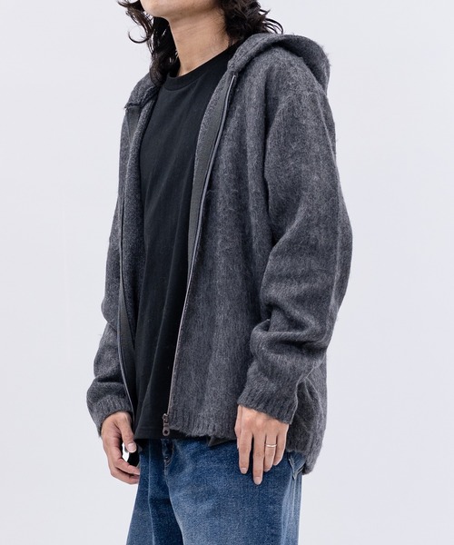 HOUSTON(ヒューストン)の「【22】モヘアタッチ フルジップ ニットパーカー ソリッド/ボーダー/レオパード(ニット/セーター・メンズ・ブラック/ホワイト系1/ホワイト系2/レッド系1/レッド系2/チャコールグレー/ブルー系1/マルーン/ネイビー/グレー系1/ベージュ系2/グリーン・MEDIUM/LARGE/X-LARGE)」の18枚目の写真