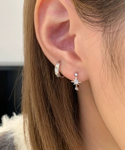 セール】【456703】クロスモチーフフープピアス/ペア（RZ）（ピアス