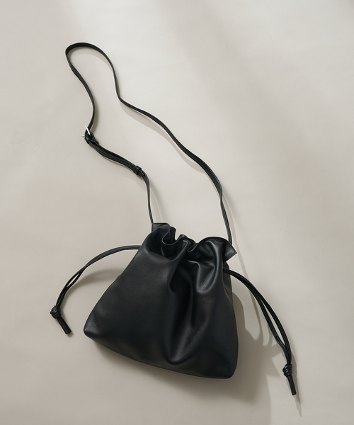 collex（コレックス）の「レザーキンチャクポシェット ショルダーバッグ（ショルダーバッグ・レディース・グレイッシュベージュ/ブラック/モスグリーン/シルバー・フリー）」の2枚目の写真