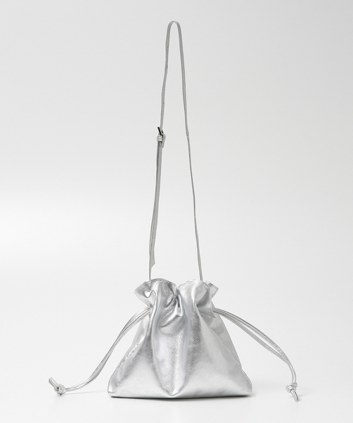 collex（コレックス）の「レザーキンチャクポシェット ショルダーバッグ（ショルダーバッグ・レディース・グレイッシュベージュ/ブラック/モスグリーン/シルバー・フリー）」の8枚目の写真