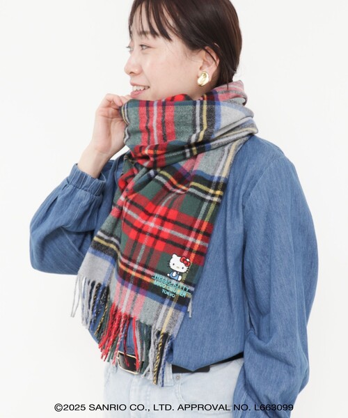 MICO COULIER（ミコクリエ）の「【HELLO KITTY × MICO COULIER】刺繍ストール（ストール/ショール・レディース・ライトグレー/オフホワイト/ブラック/グレー系その他/ブルー系その他・FREE）」の4枚目の写真