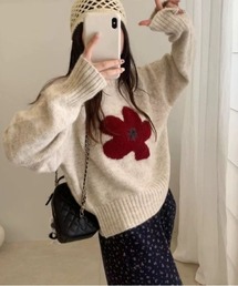 flower crew neck sweater