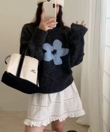 flower crew neck sweater