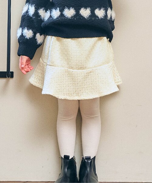 Seraph（セラフ）の「【ジュニア対応】キラキラツイードスカートパンツ（スカート・キッズ・ブラック/オフホワイト・90/100/110/120/130/140）」の2枚目の写真