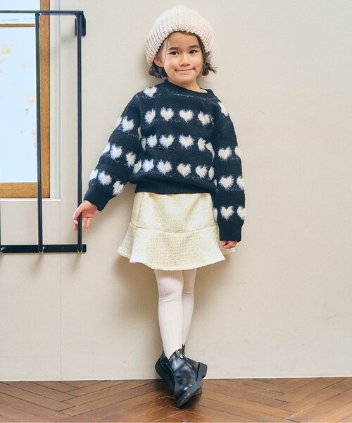 Seraph（セラフ）の「【ジュニア対応】キラキラツイードスカートパンツ（スカート・キッズ・ブラック/オフホワイト・90/100/110/120/130/140）」の3枚目の写真