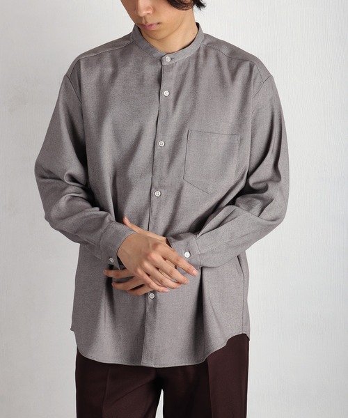 WESTSEA(ウエストシー)の「ツイルストレッチシャツ ( レギュラーカラー / バンドカラー )蓄熱放電 シワ防止(シャツ/ブラウス・メンズ・ホワイト/ブラウン/ホワイト系その他/ブラウン系その他/ネイビー/ブルー系その他/ブルー/ネイビー系・M/L/XL)」の1枚目の写真