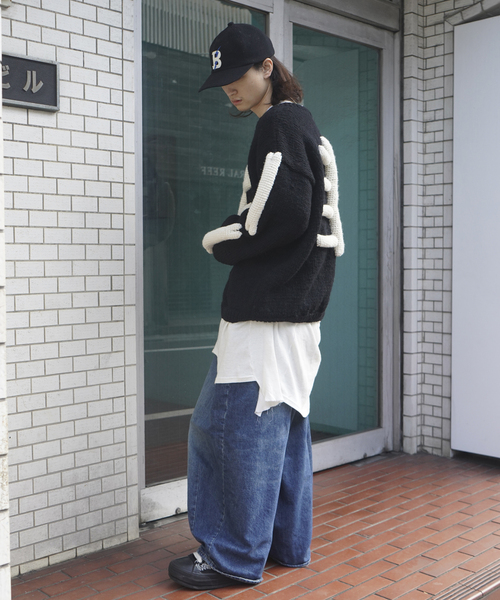 MacMahon Knitting Mills(マクマホン ニッティング ミルズ)の「MacMahon Knitting Mills / マクマホンニッティングミルズ Crew Neck Knit-3D Bone(ニット/セーター・メンズ・ブラック・FREE)」の7枚目の写真