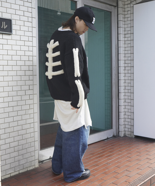 MacMahon Knitting Mills(マクマホン ニッティング ミルズ)の「MacMahon Knitting Mills / マクマホンニッティングミルズ Crew Neck Knit-3D Bone(ニット/セーター・メンズ・ブラック・FREE)」の9枚目の写真